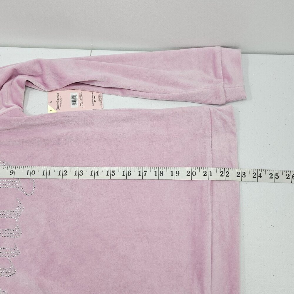 Juicy Couture Womens Pink Velour Sweatshirt Small Rhinestone Spellout Bling Soft - Picture 10 of 10